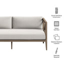  Modway Furniture Northlake EEI-7254-WGR-PEB Outdoor Patio Teak Loveseat - Pebble IMAGE 2