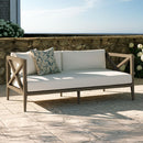  Modway Furniture Northlake EEI-7254-WGR-WHI Outdoor Patio Teak Loveseat - Weathered Gray IMAGE 8