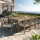  Modway Furniture Northlake EEI-7271-WGR-PEB 9-Piece Outdoor Patio Teak Wood Dining Set - Pebble IMAGE 12