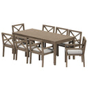  Modway Furniture Northlake EEI-7271-WGR-PEB 9-Piece Outdoor Patio Teak Wood Dining Set - Pebble IMAGE 1