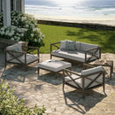  Modway Furniture Northlake EEI-7274-WGR-PEB 5-Piece Outdoor Patio Teak Wood Furniture Set - Pebble IMAGE 16