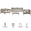  Modway Furniture Northlake EEI-7274-WGR-PEB 5-Piece Outdoor Patio Teak Wood Furniture Set - Pebble IMAGE 2