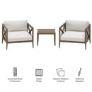  Modway Furniture Northlake EEI-7275-WGR-WHI 3-Piece Teak Wood Furniture Set - Weathered Gray IMAGE 4