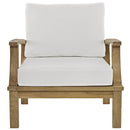  Modway Furniture Marina EEI-1143-NAT-WHI-SET Outdoor Patio Teak Armchair - Natural White IMAGE 2