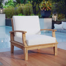  Modway Furniture Marina EEI-1143-NAT-WHI-SET Outdoor Patio Teak Armchair - Natural White IMAGE 5