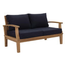  Modway Furniture Marina EEI-1144-NAT-NAV-SET Outdoor Patio Teak Loveseat - Natural Navy IMAGE 1