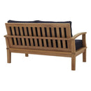  Modway Furniture Marina EEI-1144-NAT-NAV-SET Outdoor Patio Teak Loveseat - Natural Navy IMAGE 2