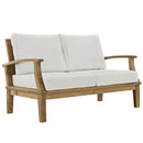  Modway Furniture Marina EEI-1144-NAT-WHI-SET Outdoor Patio Teak Loveseat - Natural White IMAGE 1