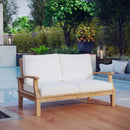  Modway Furniture Marina EEI-1144-NAT-WHI-SET Outdoor Patio Teak Loveseat - Natural White IMAGE 4