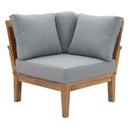  Modway Furniture Marina EEI-1146-NAT-GRY-SET Outdoor Patio Teak Corner Sofa - Natural Gray IMAGE 1