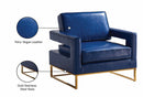 512Navy Amelia Vegan Leather Upholstered Accent Chair