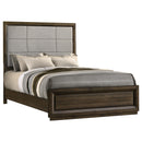  Size_Queen -- Atlas 215971Q 63-inch Queen Upholstered Panel Bed - Grey/Dark Oak IMAGE 1