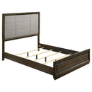  Size_Queen -- Atlas 215971Q 63-inch Queen Upholstered Panel Bed - Grey/Dark Oak IMAGE 3