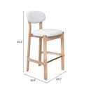  Zuo Rilou 111124 Set of 2 Barstool - White/Natural IMAGE 10