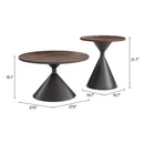  Zuo Rosk 111109 Coffee Table Set - Walnut/Black IMAGE 10