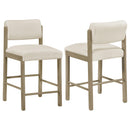  Coaster Furniture Kehoe 193939NAT Set of 2 Upholstered Counter Height Chair - Cream/Natural Oak IMAGE 1
