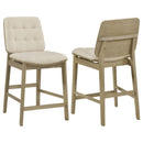  Coaster Furniture Redbridge 193959NAT Set of 2 Velvet Upholstered Counter Chair - Cream/Natural Oak IMAGE 1