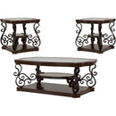  Coaster Furniture Laney 702448-S3 3-piece Glass Top Coffee and End Table Set - Dark Merlot IMAGE 1