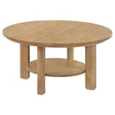  Coaster Furniture Ottowa 706298 36-inch Round Wood Coffee Table - Light Oak IMAGE 1