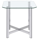  Coaster Furniture Cronin 706567 Square Tempered Glass Top End Table - Chrome IMAGE 1