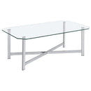  Coaster Furniture Cronin 706568-S2 2-piece Tempered Glass Top Coffee Table Set - Chrome IMAGE 7