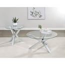  Coaster Furniture Kenzie 708127 Round Tempered Glass Top Side Table - Chrome IMAGE 7