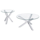  Coaster Furniture Kenzie 708128-S2 2-piece Round Coffee and End Table Set - Chrome IMAGE 1