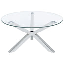  Coaster Furniture Kenzie 708128-S3 3-piece Round Coffee and End Table Set - Chrome IMAGE 5