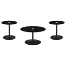  Coaster Furniture Ganso 709688-S3 3-piece Round Glass Top Coffee and End Table Set - Black IMAGE 1