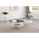  Coaster Furniture Jonelle 710338-S2 2-piece Round Coffee and End Table Set - Gold IMAGE 2