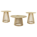  Coaster Furniture Touhy 710608-S3 3-piece Round Coffee and End Table Set - Natural Mango IMAGE 1