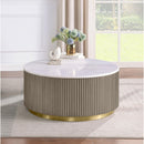  Coaster Furniture Jason 711418 Round White Marble Top Coffee Table - Greige IMAGE 5
