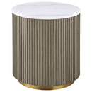  Coaster Furniture Jason 711418-S3 3-piece Round White Marble Coffee Table Set - Greige IMAGE 5