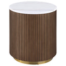  Coaster Furniture Jason 712418-S3 3-piece Round White Marble Coffee Table Set - Honey Brown IMAGE 4