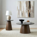  Coaster Furniture Franklin 722978-S2 2-piece Round Pedestal Coffee Table Set - Grey/Dark Brown IMAGE 2