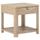  Coaster Furniture Marcelo 736057 Wood End Table with Drawer and Shelf - Light Elm IMAGE 1