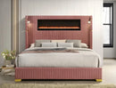 Romance2-Pink Velvet Platform Queen Bed