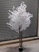 WHITE TREE W/ ARTIFICIAL LEAVES SOLID WOOD TRUNK Accessories 939