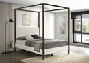 Coaster Monroe Upholstered Queen Canopy Platform Bed Vanilla And Black 300834Q