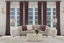 Ellorie Upholstered Channel Back Curved Sofa Beige 504837
