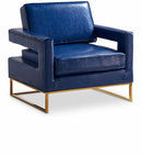512Navy Amelia Vegan Leather Upholstered Accent Chair
