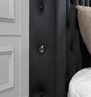 BLACK VELVET KING CANOPY BED FRAME W/BLUETOOTH SPEAKER & USB