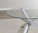 708128 KENZIE ROUND TEMPERED GLASS TOP COCKTAIL COFFEE TABLE CHROME
