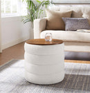 EEI-6685-CLO-Round Boucle Fabric Storage Ottoman(Cream)