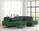 Anserra Green Reversible Sectional & Storage Ottoman