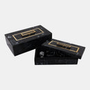 22321 S/2 12/14” Black Brass Inlay Boxes w/ Hardware
