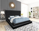 Kiki Queen Black Velvet Platform Bed