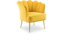 516Yellow Jester Yellow Velvet Upholstered Accent Chair