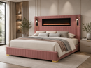 Romance2-Pink Velvet Platform Queen Bed