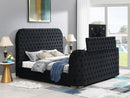 B540-Q BLACK VELVET QUEEN BED W/FIREPLACE, TV MOUNT & BLUETOOTH SPEAKER & USB